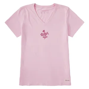 Women's Crafty Wildflowers Short Sleeve Vee Life is Good