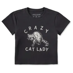 Women's Crazy Cat Lady Raccoon Crusher-LITE Shrunken Tee Life is Good