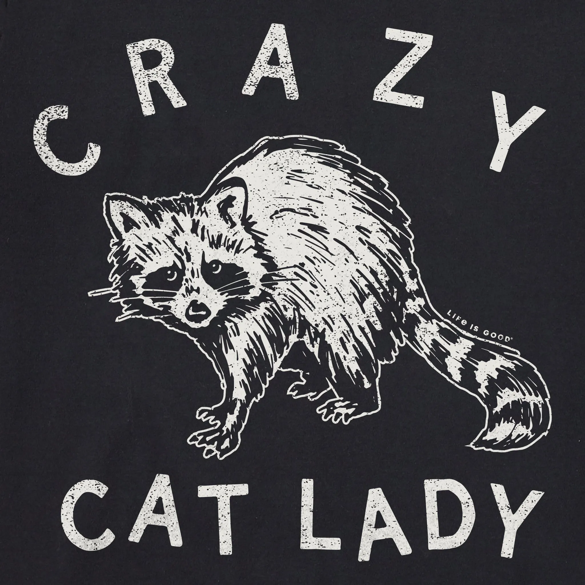 Women's Crazy Cat Lady Raccoon Crusher-LITE Shrunken Tee Life is Good