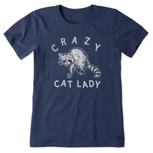 Women's Crazy Cat Lady Raccoon Short Sleeve Tee Life is Good