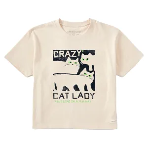 Women's Crazy Cat Lady Short Sleeve Crusher Boxy Tee Life is Good