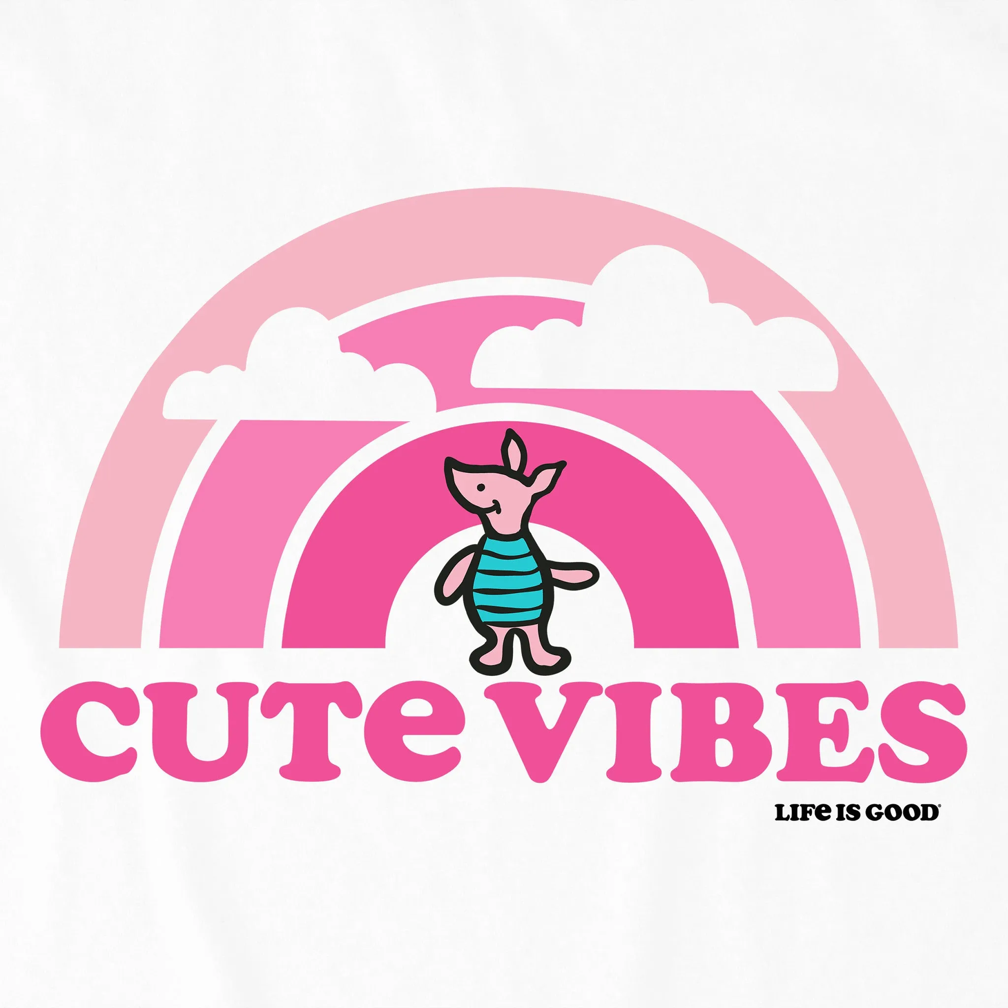 Women's Cute Vibes Winnie Rainbow Short Sleeve Tee Life is Good