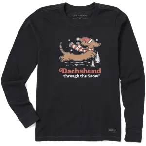 Women's Dachshund Through the Snow Long Sleeve Crusher Tee Life is Good