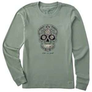 Women's Daisy Skull Long Sleeve Crusher Tee Life is Good