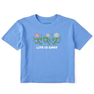 Women's Dancing Flowers Short Sleeve Crusher Boxy Tee Life is Good