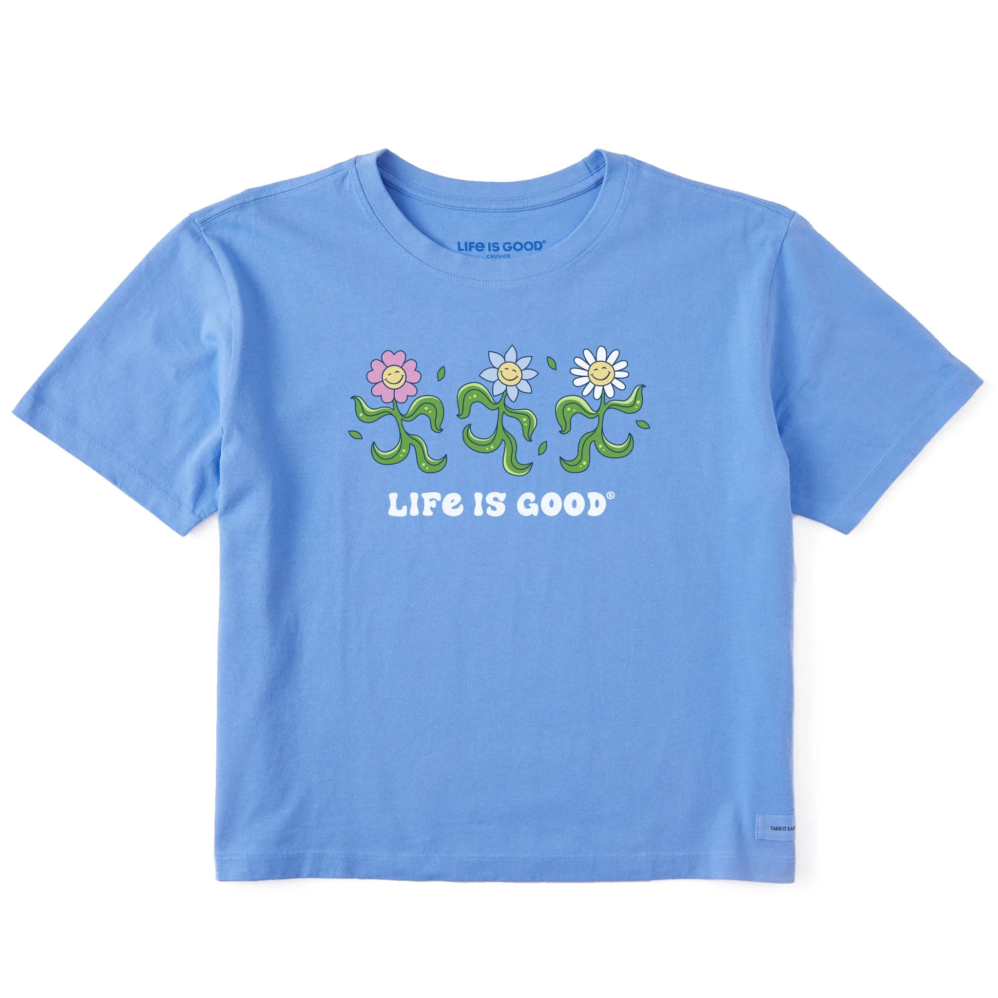Women's Dancing Flowers Short Sleeve Crusher Boxy Tee Life is Good