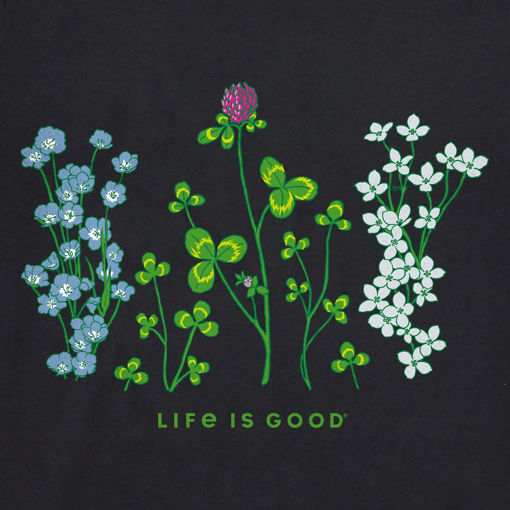 Women's Detailed Clovers and Wildflowers Short Sleeve Crusher Boxy Tee Life is Good