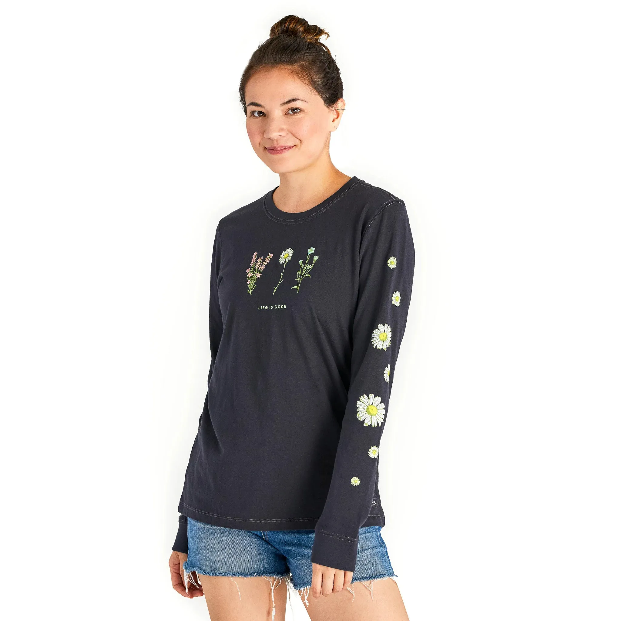 Women's Detailed Wildflowers Long Sleeve Crusher Tee Life is Good