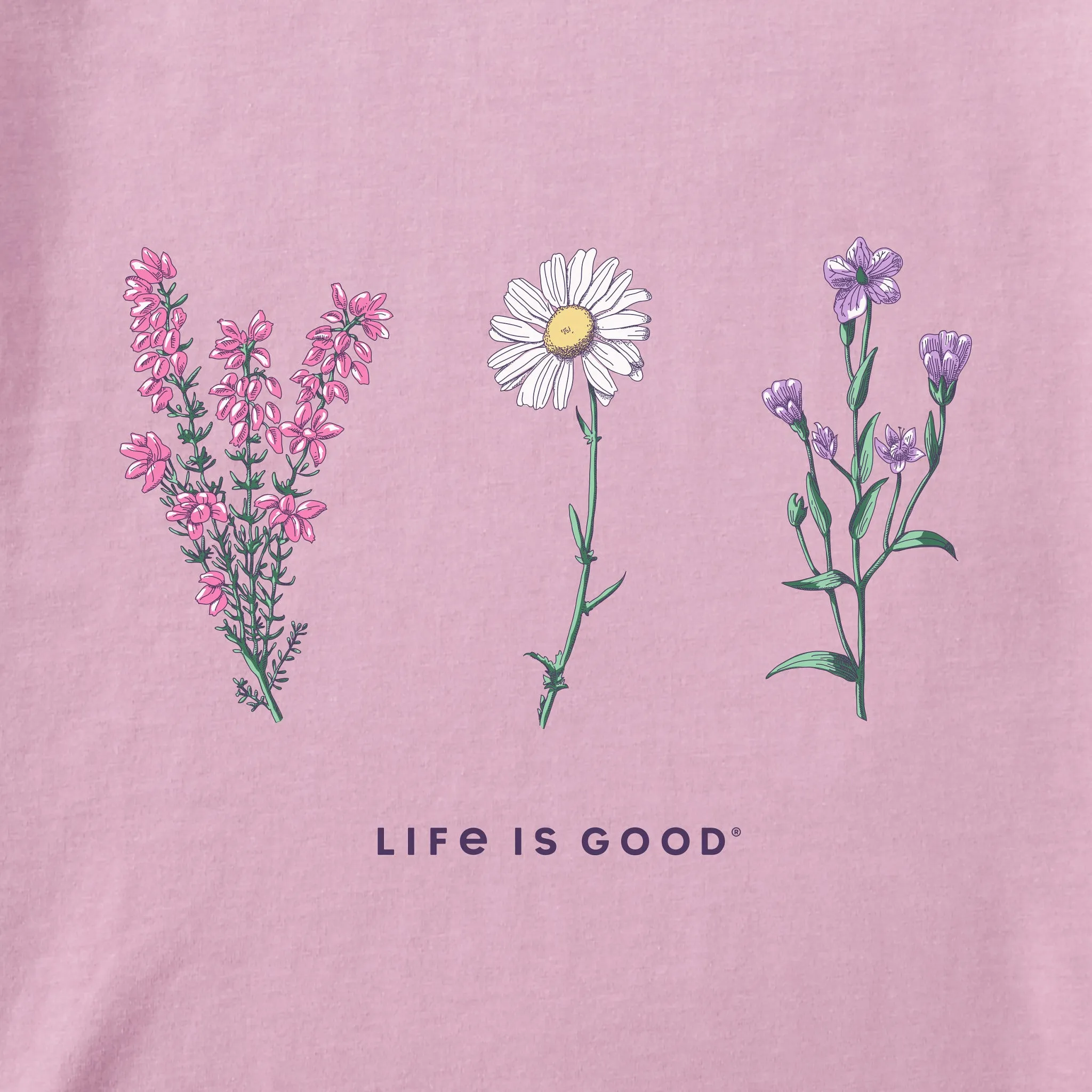 Women's Detailed Wildflowers Long Sleeve Crusher Tee Life is Good