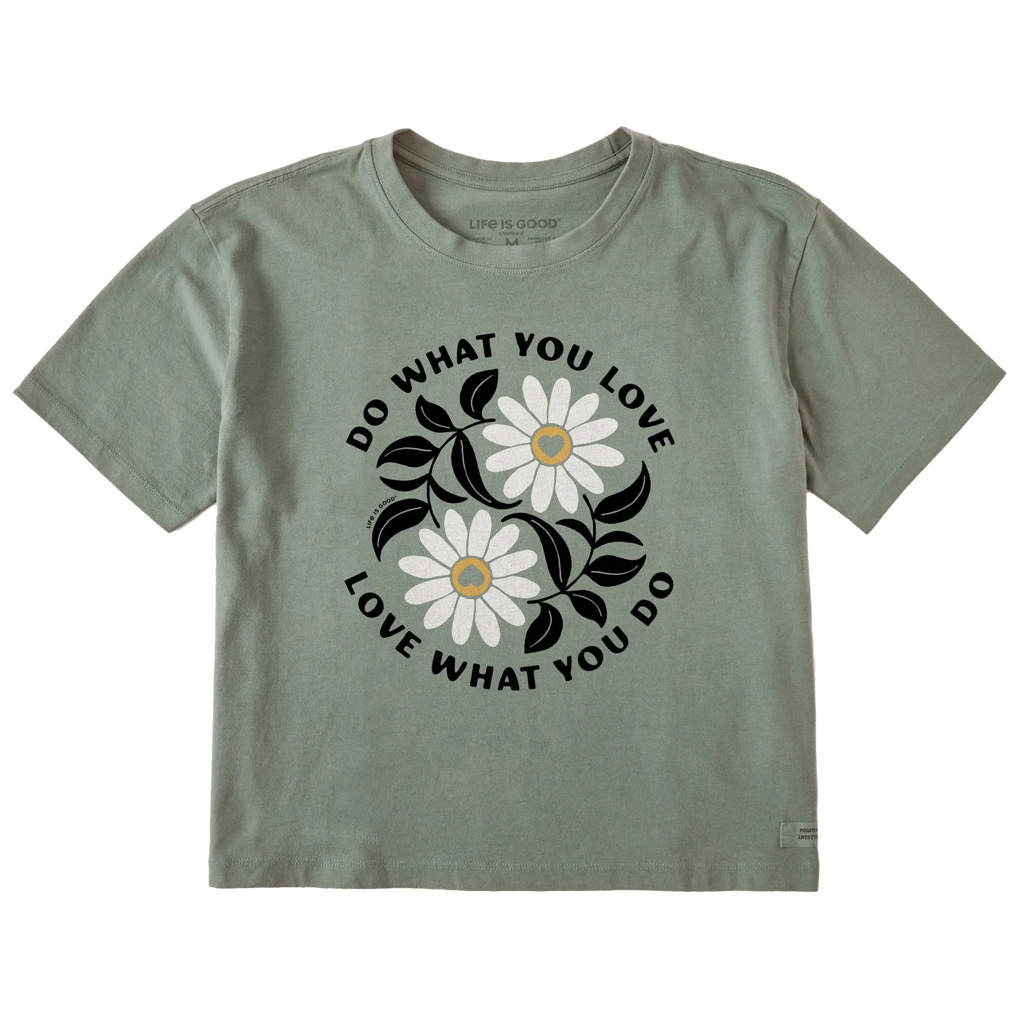Women's Do What You Love Yin Yang Flowers Short Sleeve Crusher Boxy Tee Life is Good