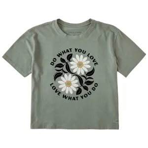 Women's Do What You Love Yin Yang Flowers Short Sleeve Crusher Boxy Tee Life is Good