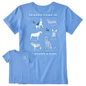 Women's Dog Friends Shapes & Sizes Short Sleeve Tee Life is Good