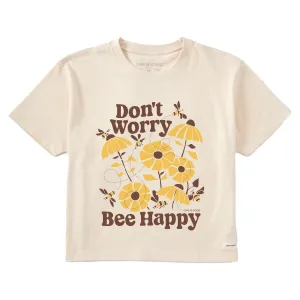 Women's Don't Worry Bee Happy Short Sleeve Crusher Boxy Tee Life is Good