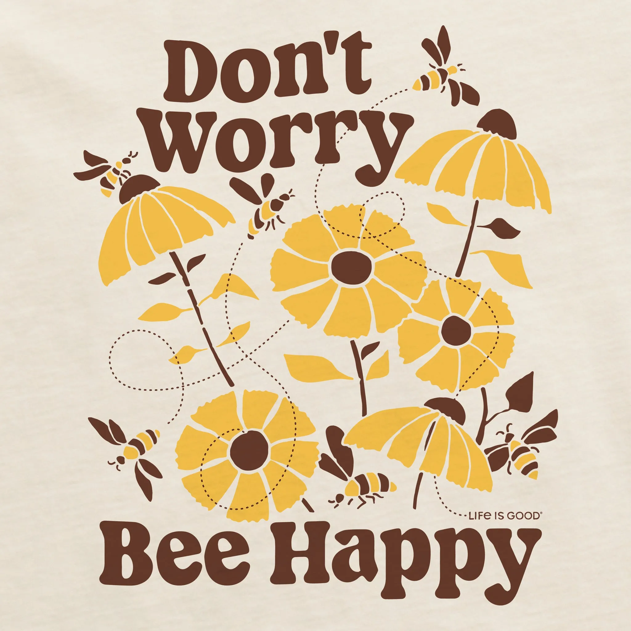 Women's Don't Worry Bee Happy Short Sleeve Crusher Boxy Tee Life is Good