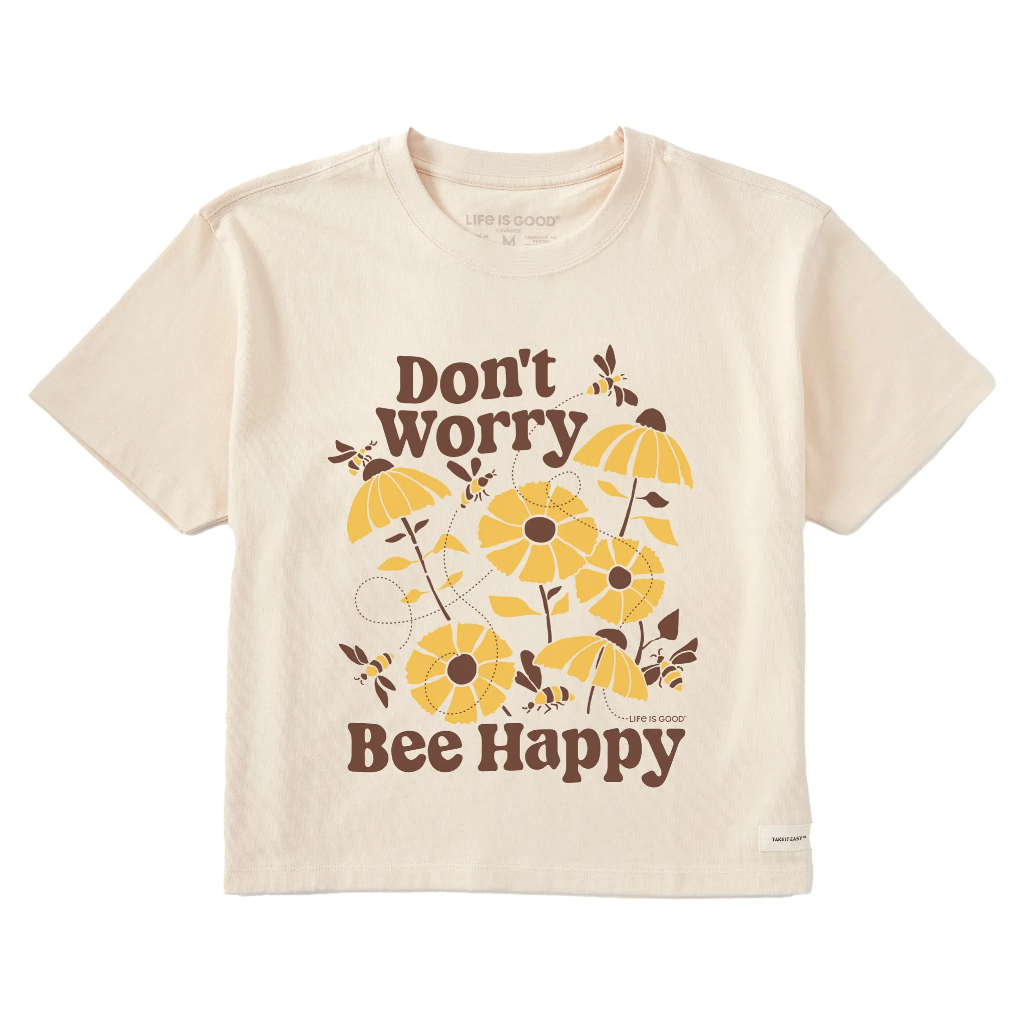 Women's Don't Worry Bee Happy Short Sleeve Crusher Boxy Tee Life is Good