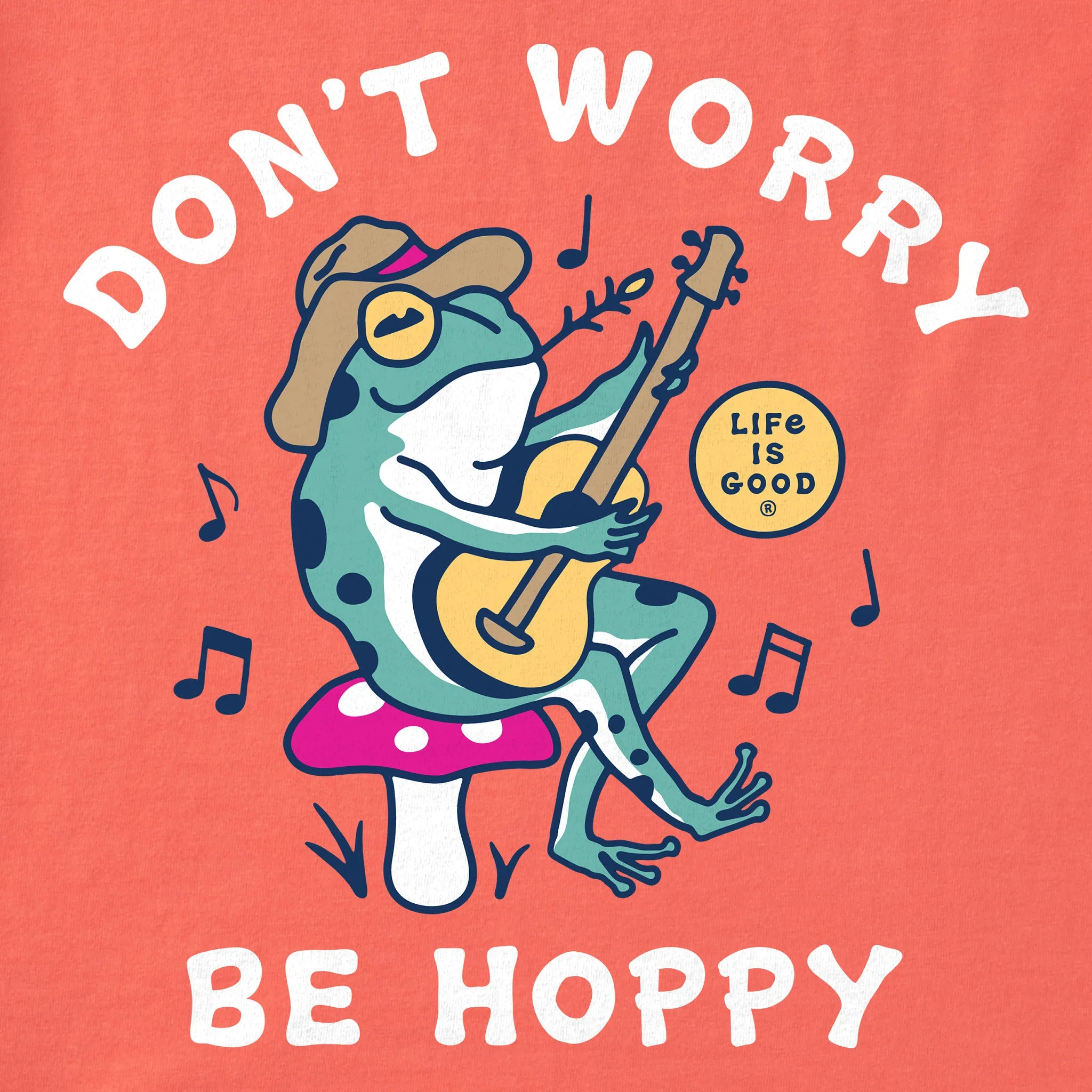 Women's Don't Worry Frog Guitar Short Sleeve Crusher Tee Life is Good