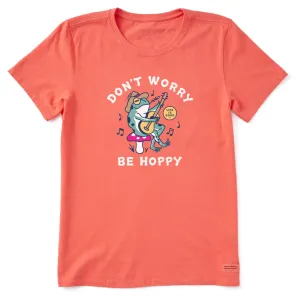 Women's Don't Worry Frog Guitar Short Sleeve Crusher Tee Life is Good