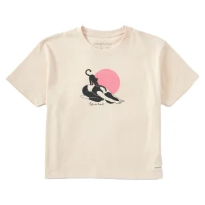 Women's Downward Cat Yoga Short Sleeve Crusher Boxy Tee Life is Good