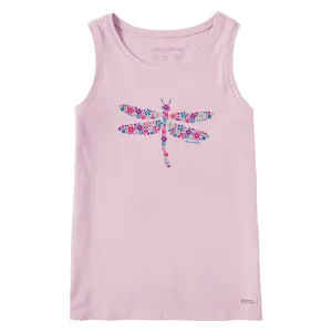 Women's Dragonfly Flowers Crusher Tank Life is Good