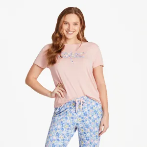 Women's Dragonfly Flowers Lightweight Sleep Tee Life is Good