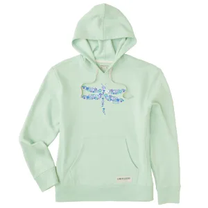 Women's Dragonfly Flowers Simply True Fleece Hoodie Life is Good
