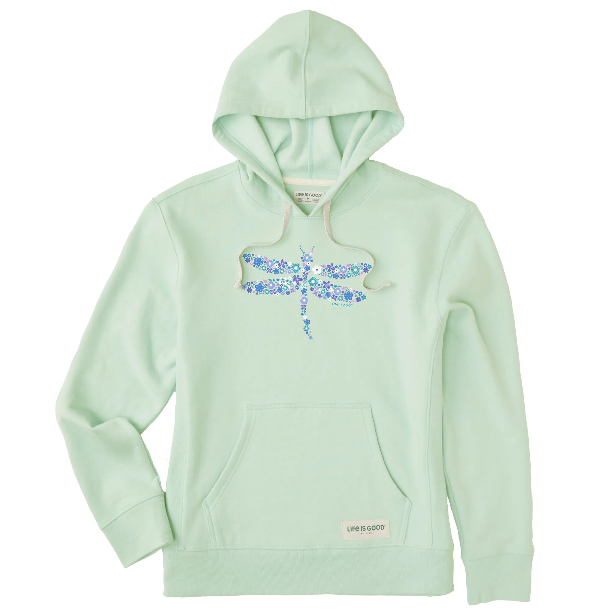 Women's Dragonfly Flowers Simply True Fleece Hoodie Life is Good