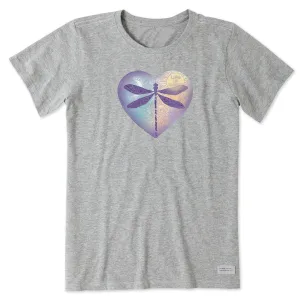 Women's Dragonfly Heart Short Sleeve Tee Life is Good
