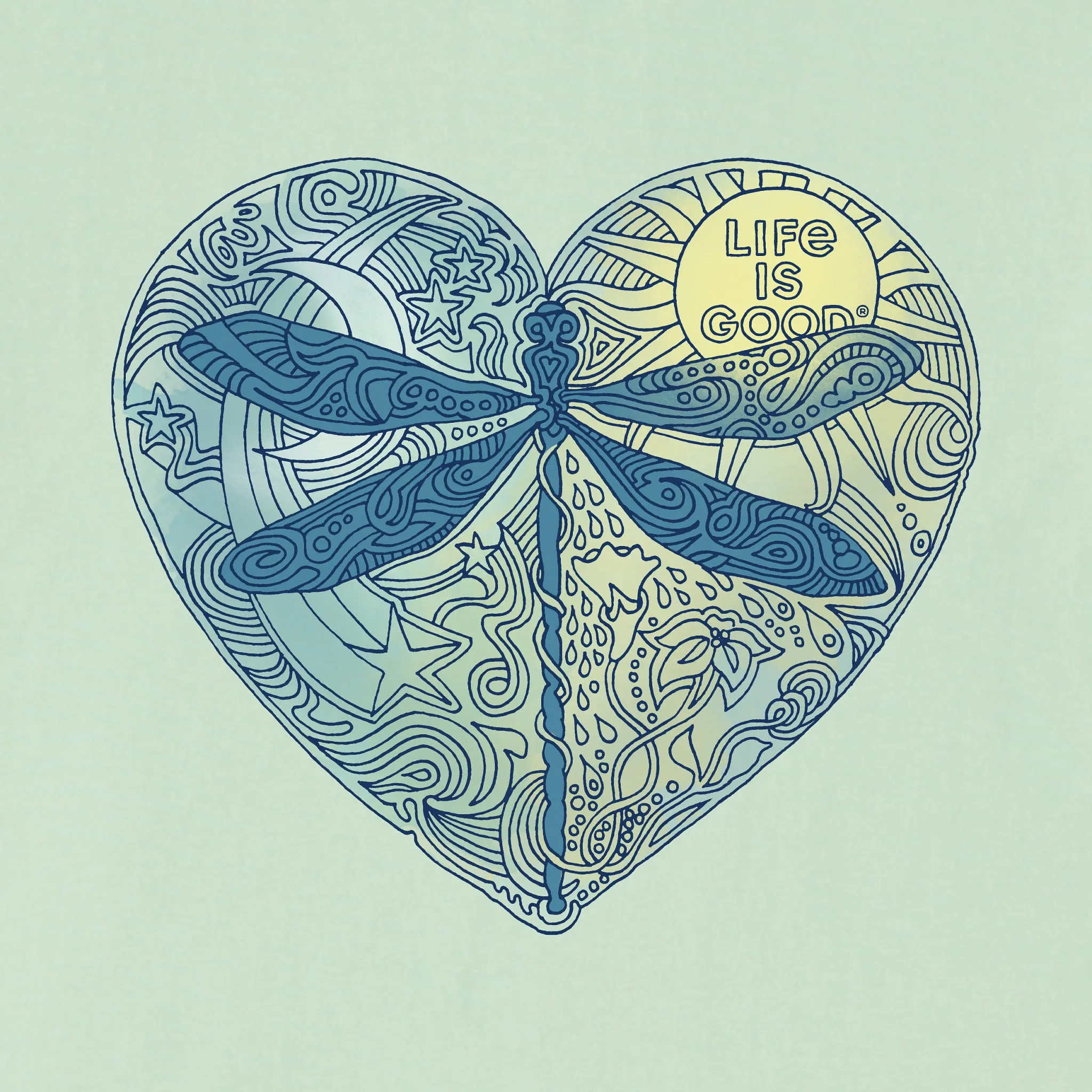 Women's Dragonfly Heart Short Sleeve Tee Life is Good