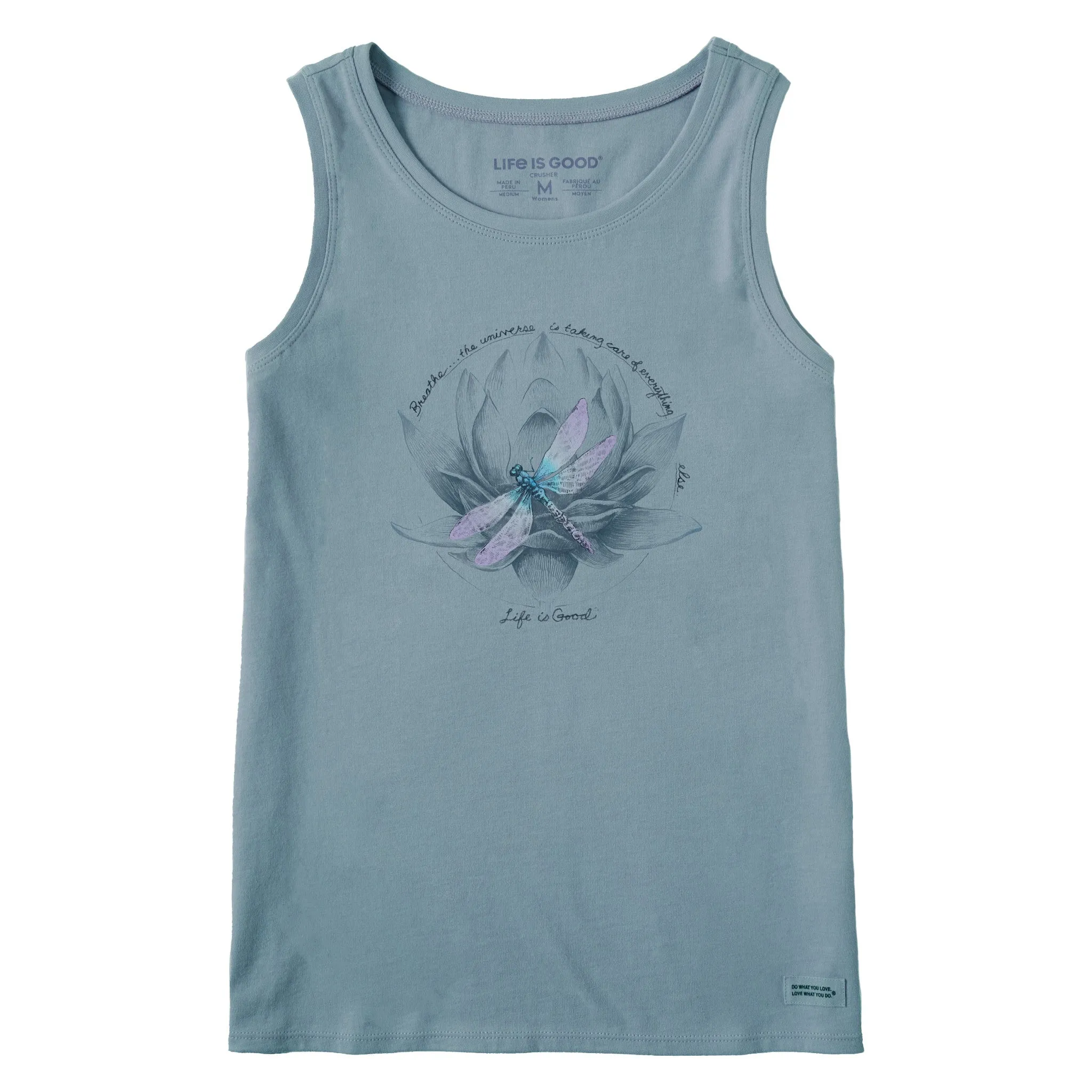 Women's Dragonfly Lotus Breathe Crusher Tank Life is Good