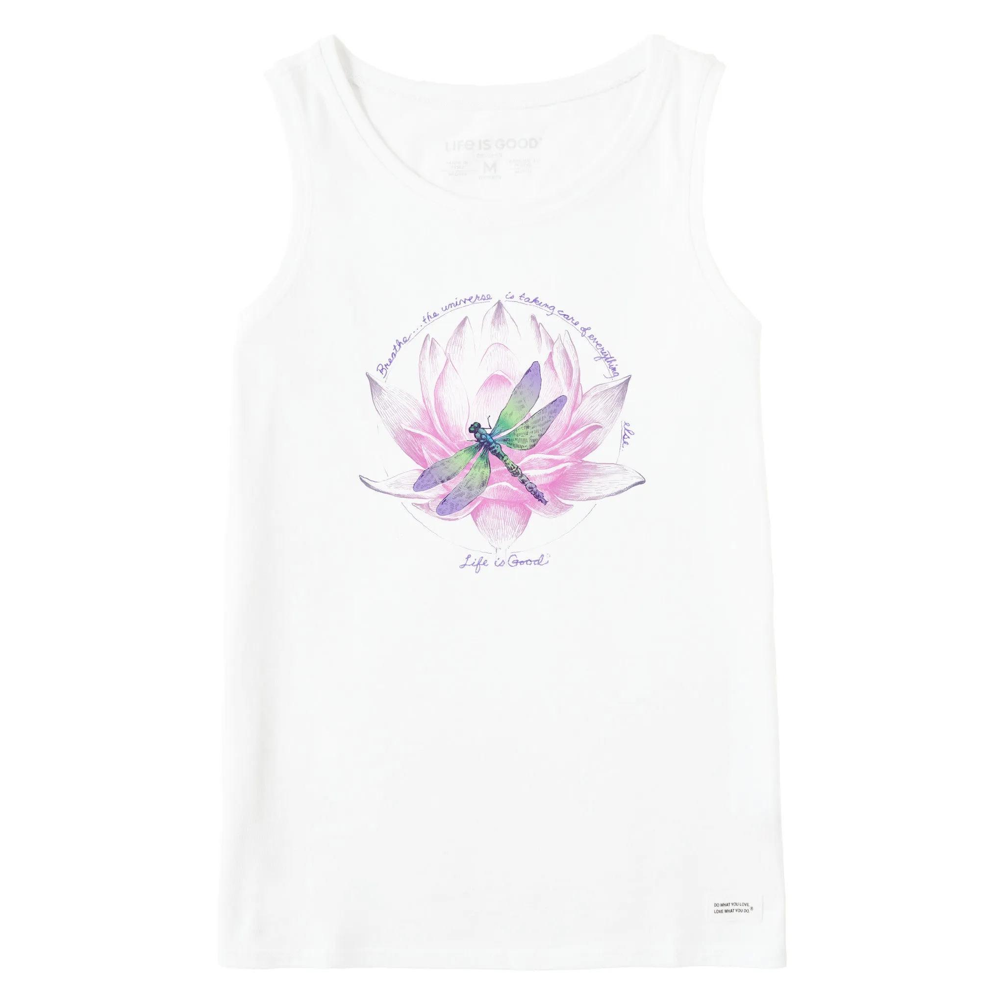 Women's Dragonfly Lotus Breathe Crusher Tank Life is Good