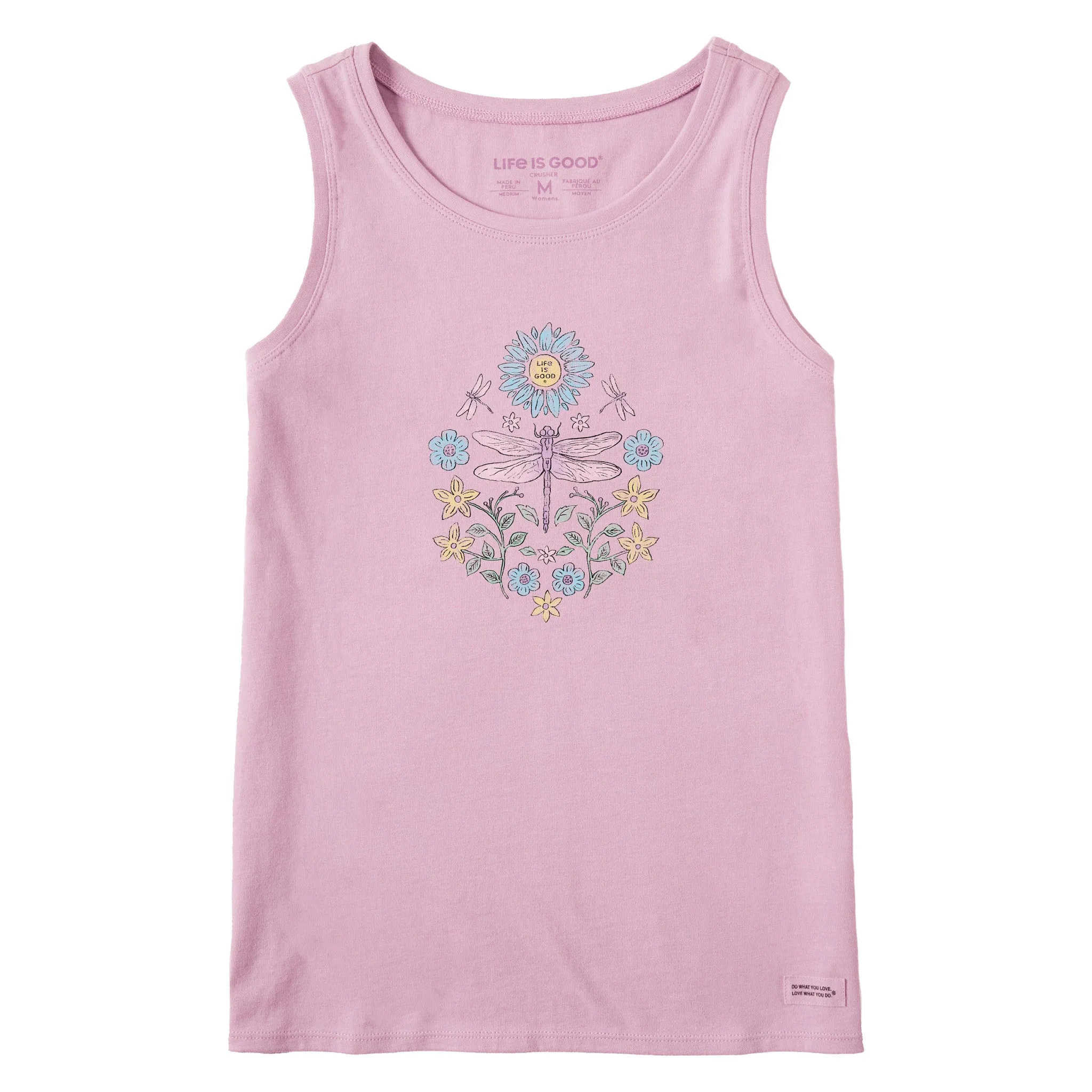 Women's Dragonfly Mirror Crusher Tank Life is Good