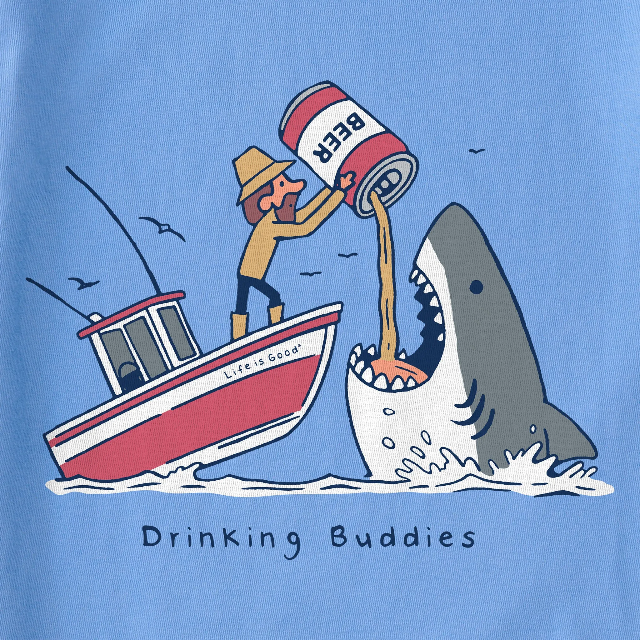 Women's Drinking Buddies Shark Short Sleeve Tee Life is Good
