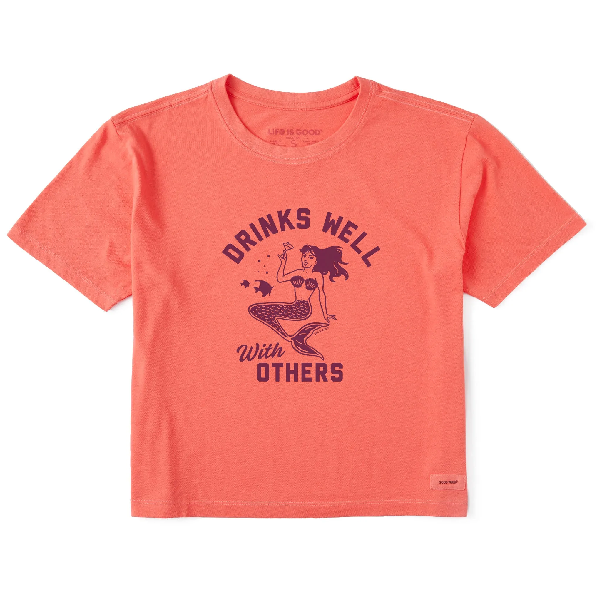 Women's Drinks Well with Others Mermaid Short Sleeve Crusher Boxy Tee Life is Good