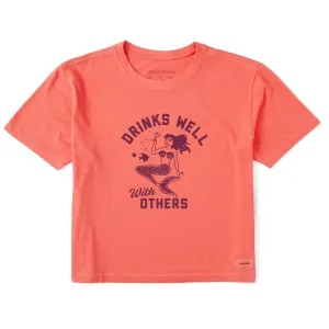 Women's Drinks Well with Others Mermaid Short Sleeve Crusher Boxy Tee Life is Good