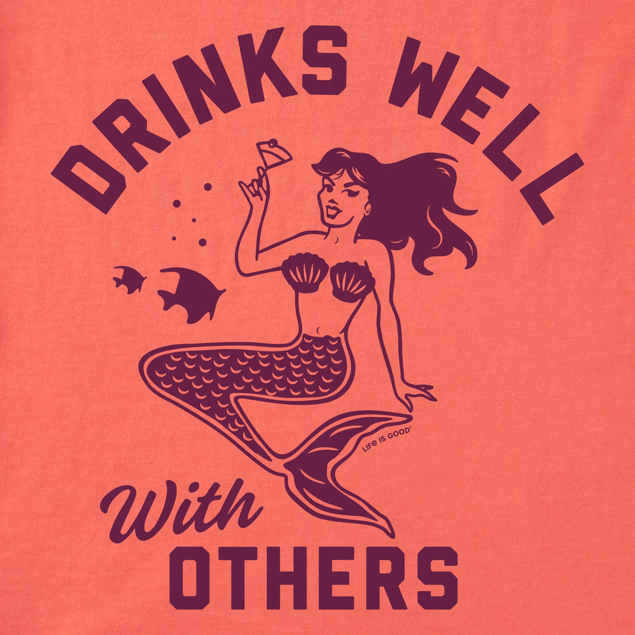 Women's Drinks Well with Others Mermaid Short Sleeve Crusher Boxy Tee Life is Good