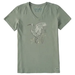 Women's Egret Short Sleeve Crusher Vee Life is Good