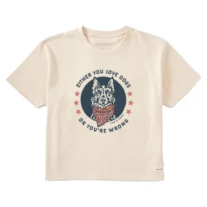 Women's Either You Love Dogs Bandana Short Sleeve Crusher Boxy Tee Life is Good