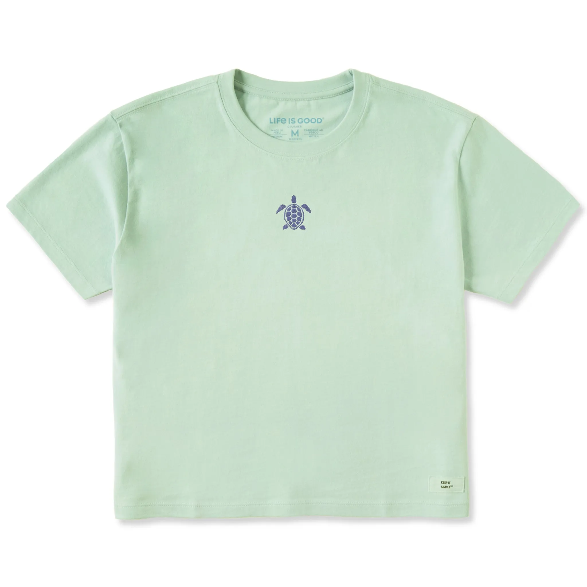Women's Embroidered Beachy Turtle Short Sleeve Crusher Boxy Tee Life is Good