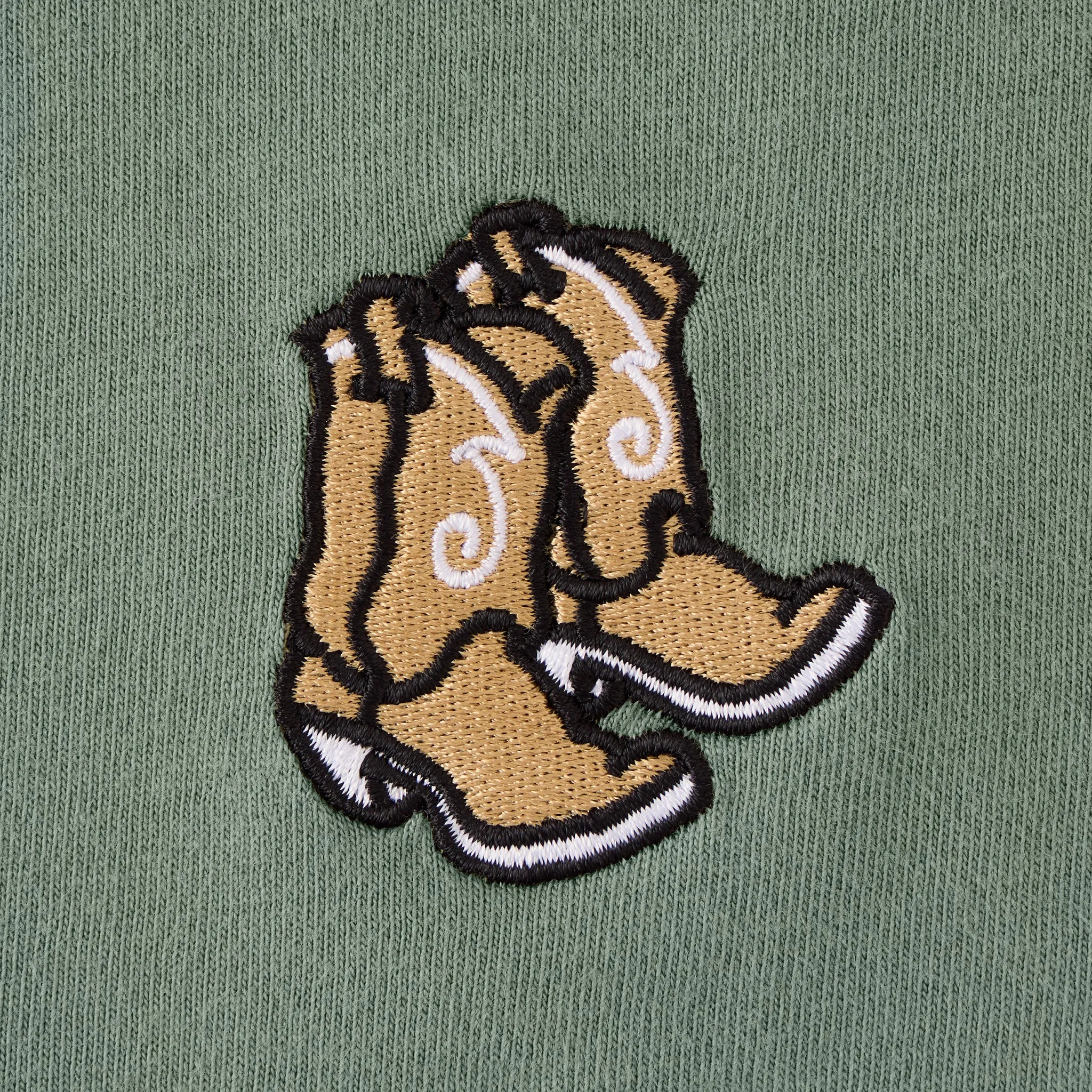 Women's Embroidered Cowboy Boots Long Sleeve Crusher Boxy Tee Life is Good