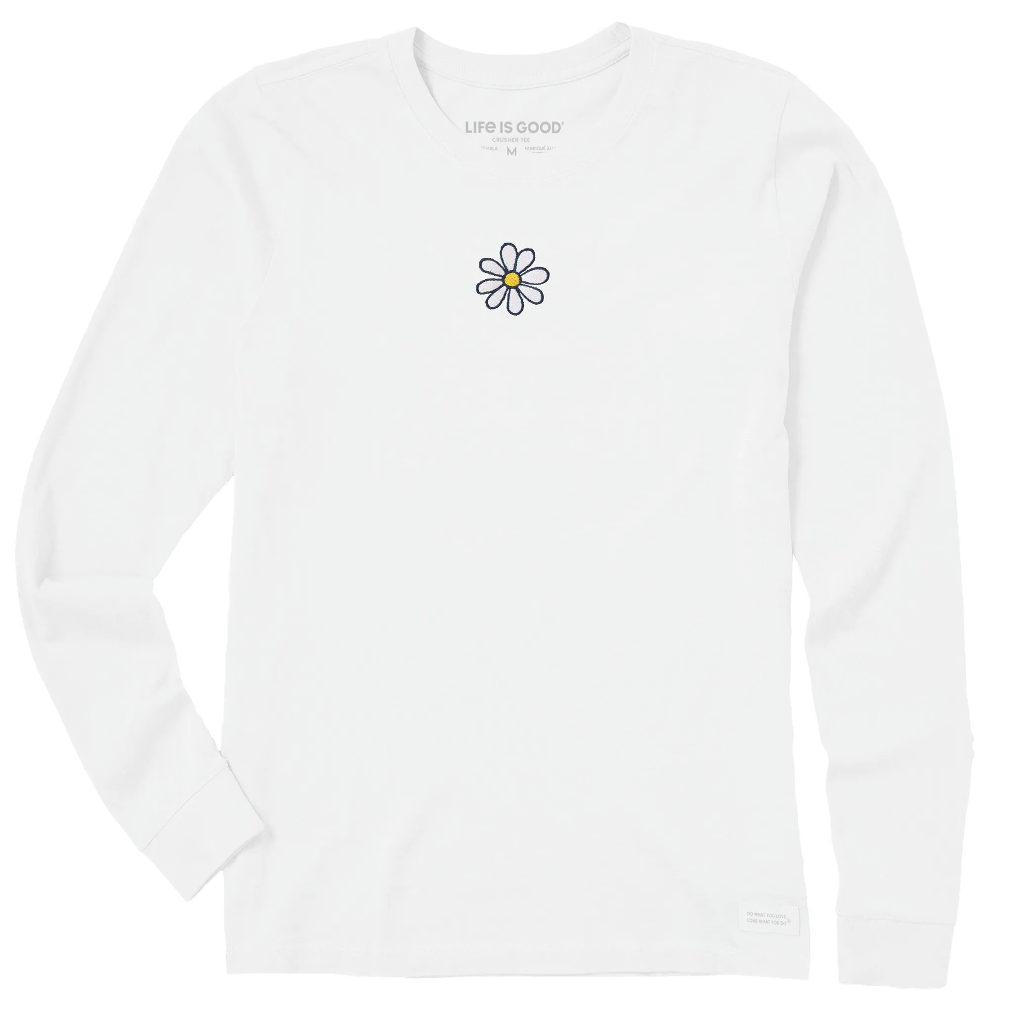 Women's Embroidered Daisy Long Sleeve Crusher Tee Life is Good
