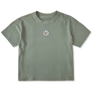 Women's Embroidered Daisy Short Sleeve Crusher Boxy Tee Life is Good