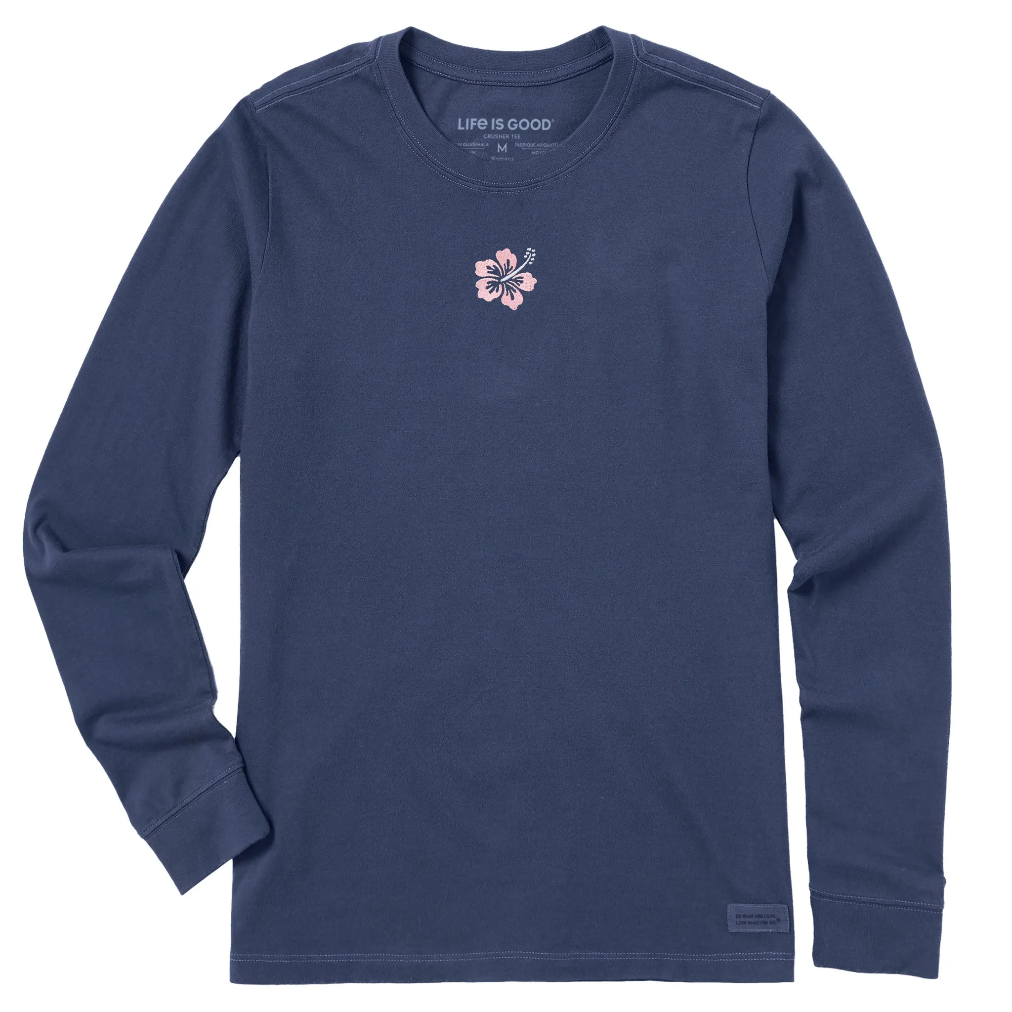 Women's Embroidered Hibiscus Long Sleeve Crusher Tee Life is Good