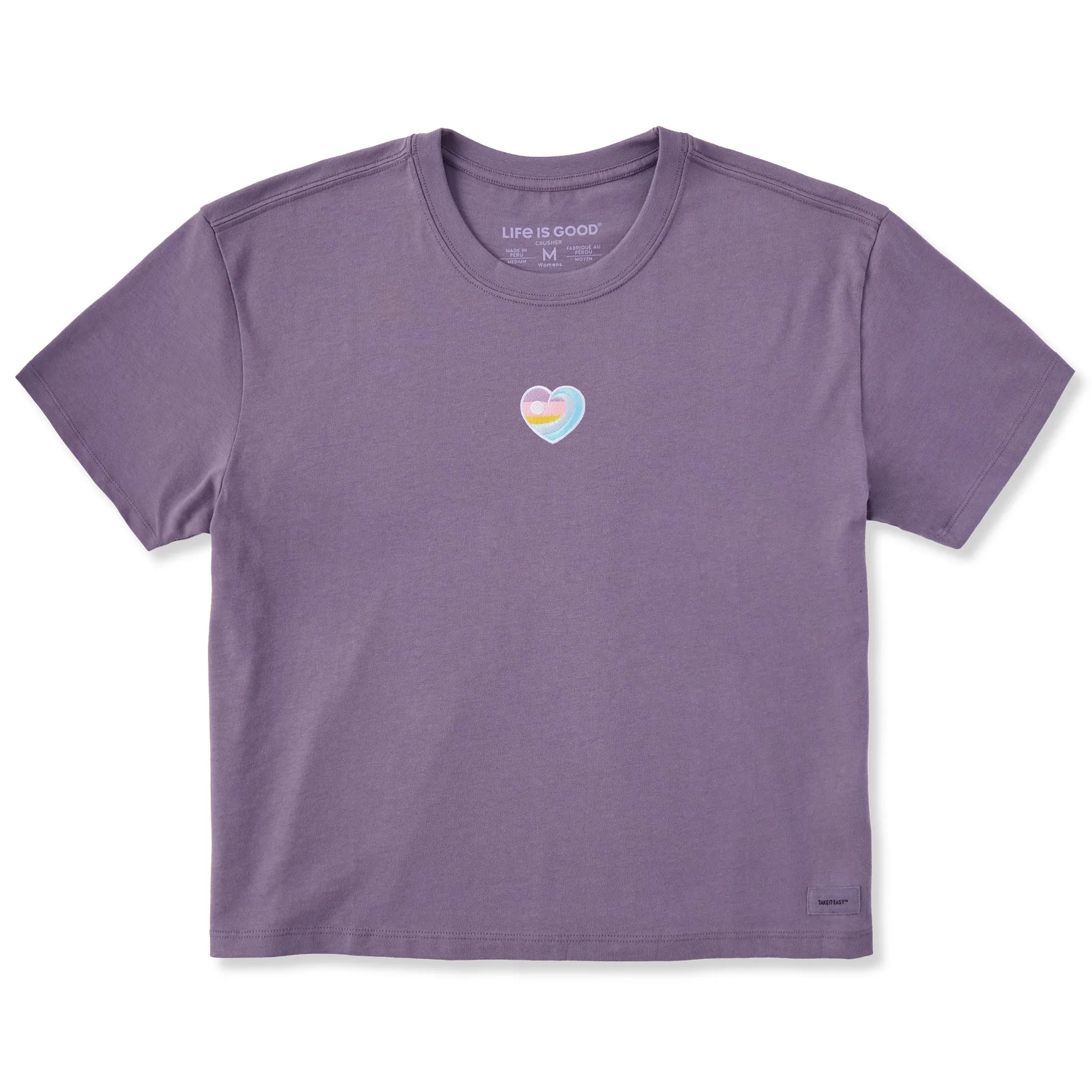 Women's Embroidered Ocean Heart Short Sleeve Crusher Boxy Tee Life is Good