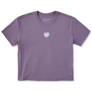 Women's Embroidered Ocean Heart Short Sleeve Crusher Boxy Tee Life is Good