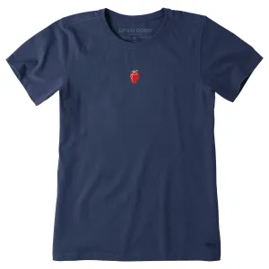 Women's Embroidered Strawberry Short Sleeve Crusher Tee Life is Good