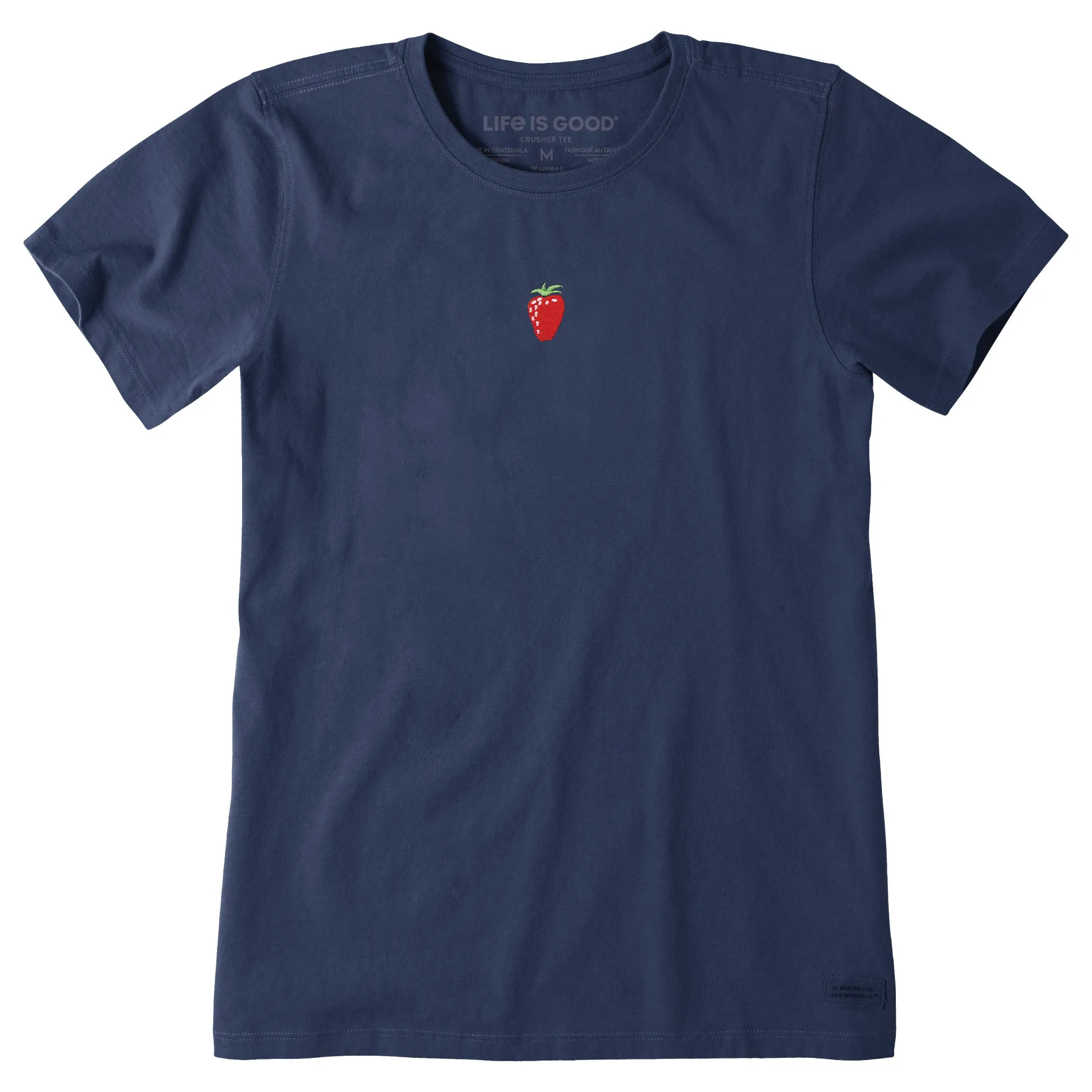 Women's Embroidered Strawberry Short Sleeve Crusher Tee Life is Good