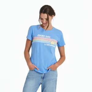 Women's Every Day is Saturday Stripes Short Sleeve Crusher Tee Life is Good