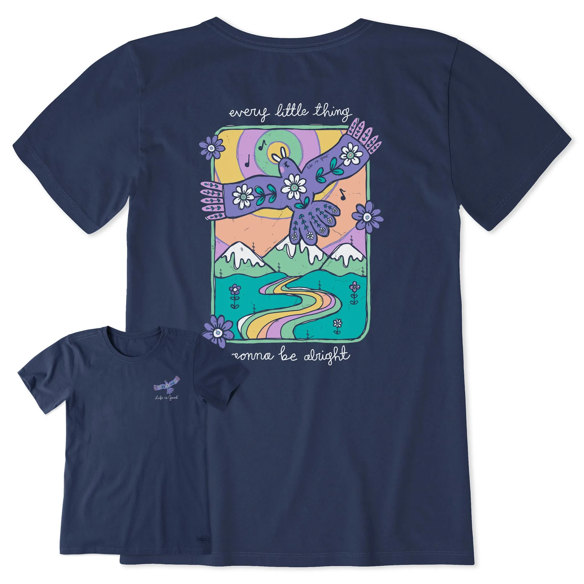 Women's Every Little Thing Bird and Mountains Short Sleeve Crusher Tee Life is Good