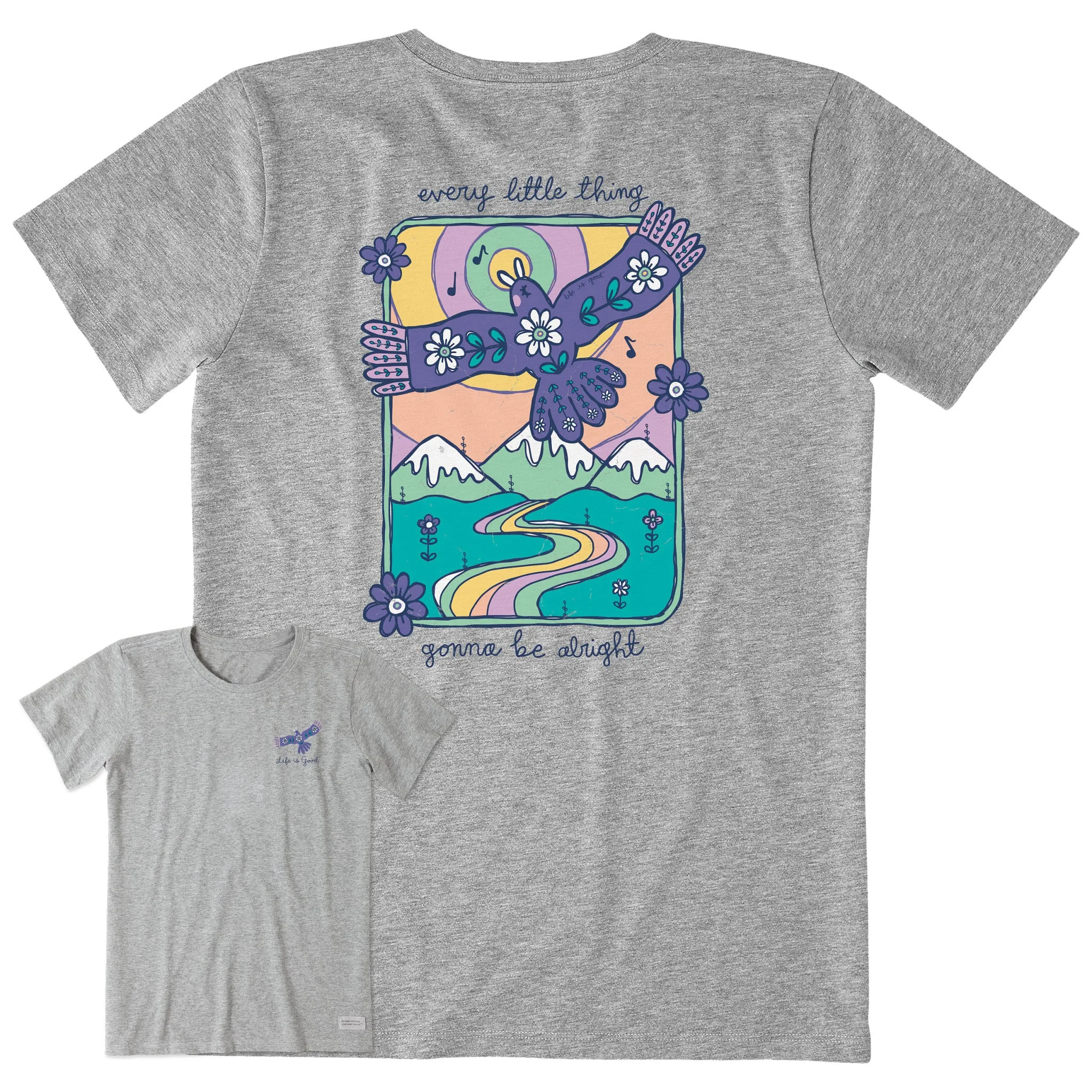 Women's Every Little Thing Bird and Mountains Short Sleeve Crusher Tee Life is Good