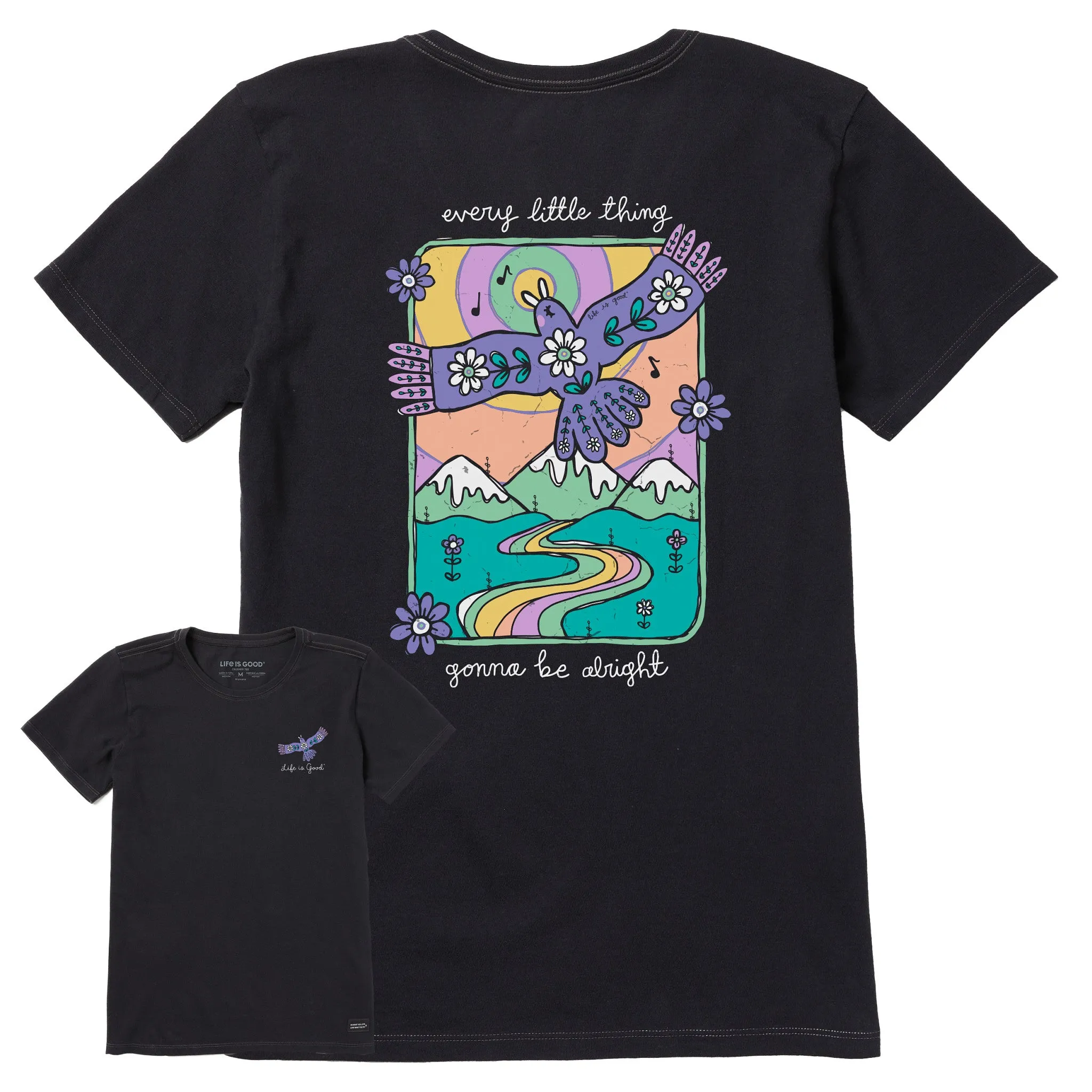 Women's Every Little Thing Bird and Mountains Short Sleeve Crusher Tee Life is Good